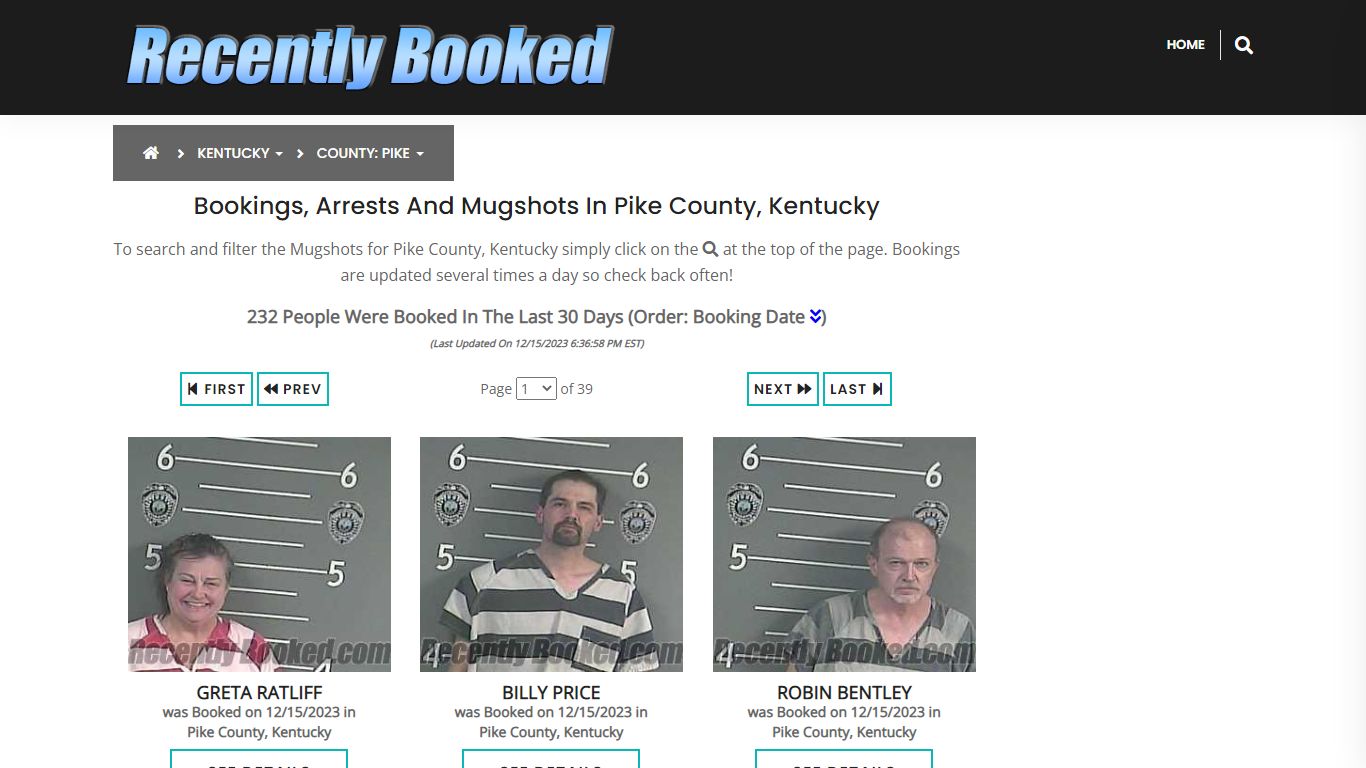 Recent bookings, Arrests, Mugshots in Pike County, Kentucky